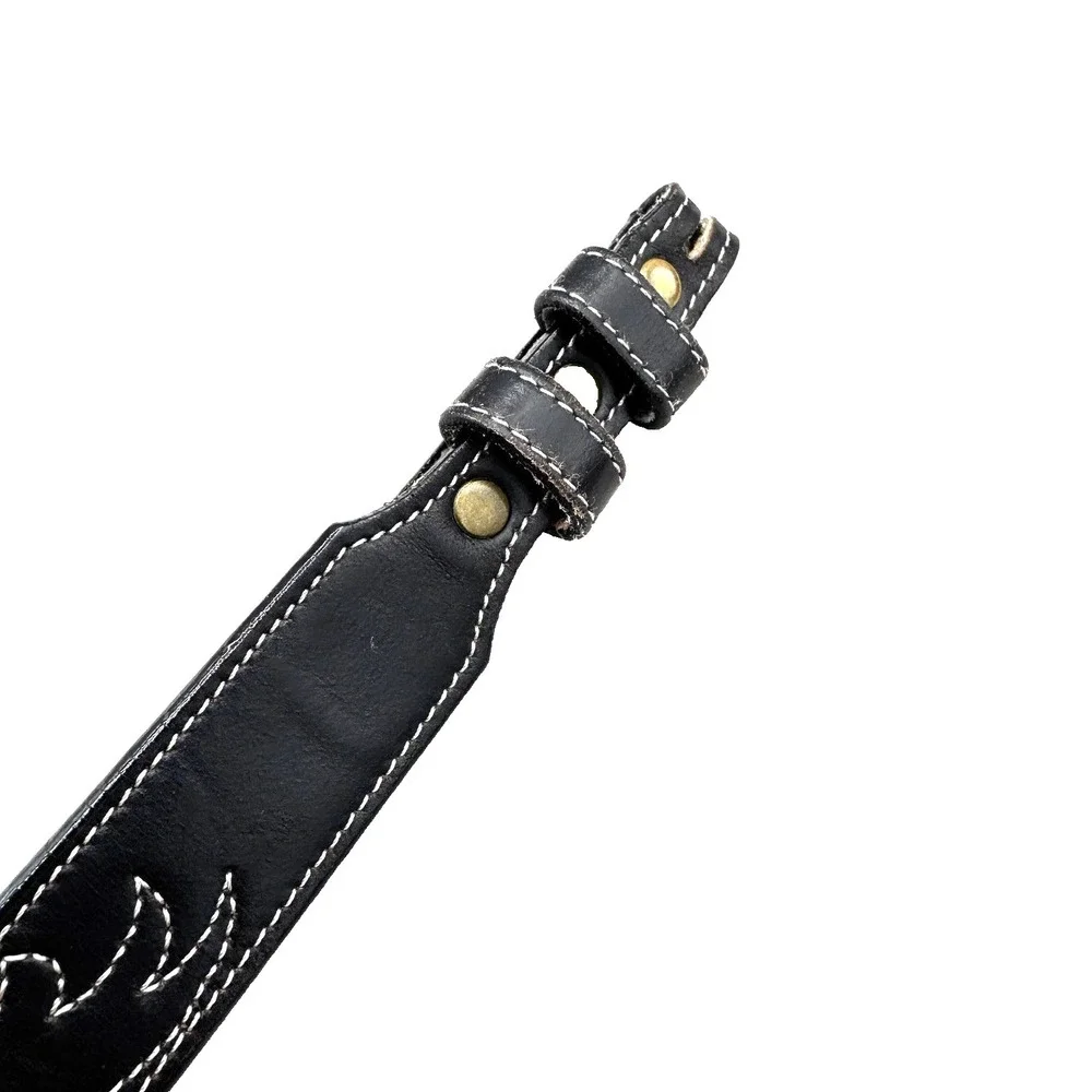 90s Leegin‎ Tooled Heart Leather Western Belt Women's 34 Cowgirl Landman Rodeo